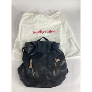 See By Chloe Black Leather Backpack With Dust Bag